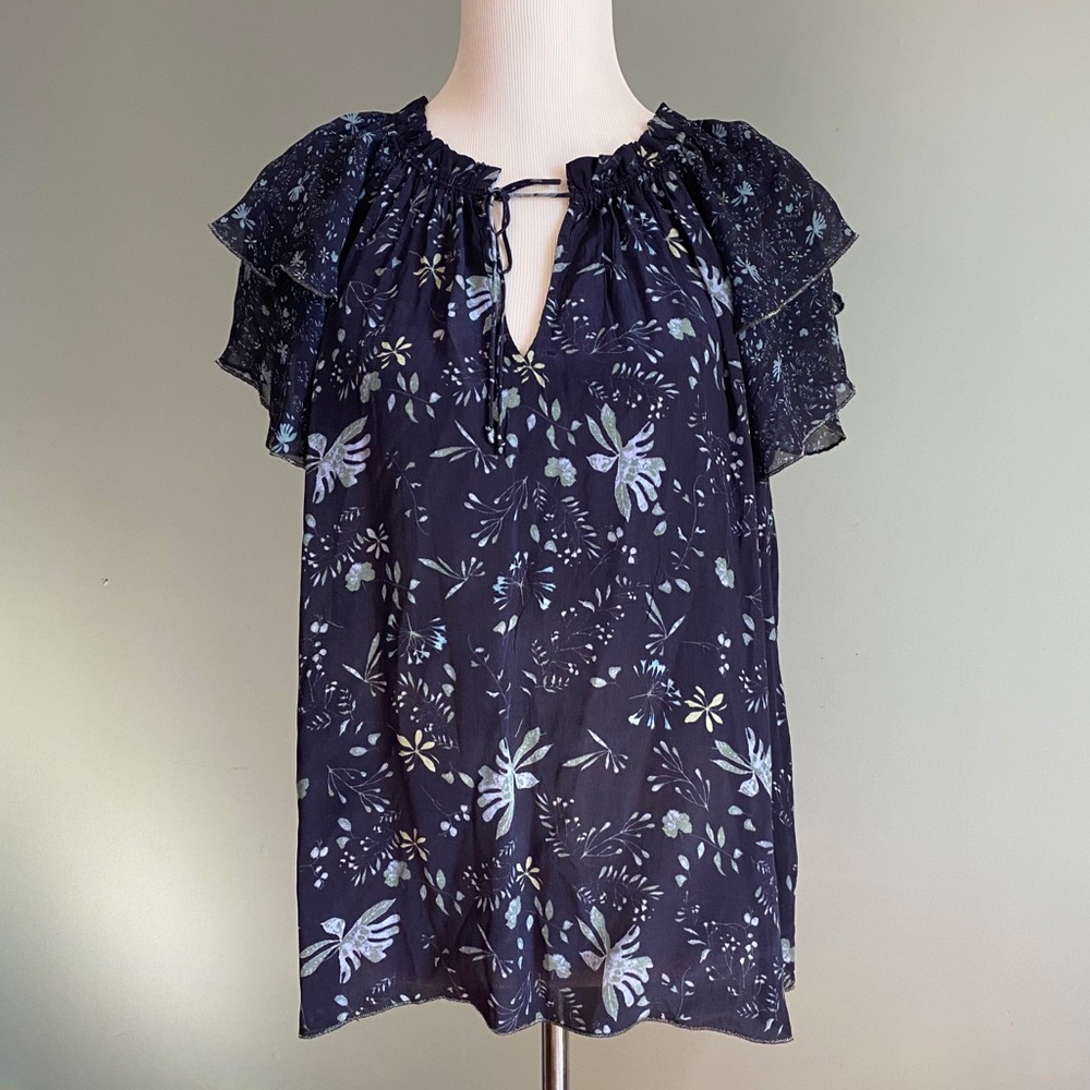 Velvet by Graham & Spencer Navy Floral Blouse